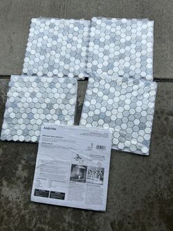 Azula 1 in. Hexagon 12 in. x 12 in. x 0.38 in. Polished Marble Mesh-Mounted Mosaic Tile. 5 Pieces