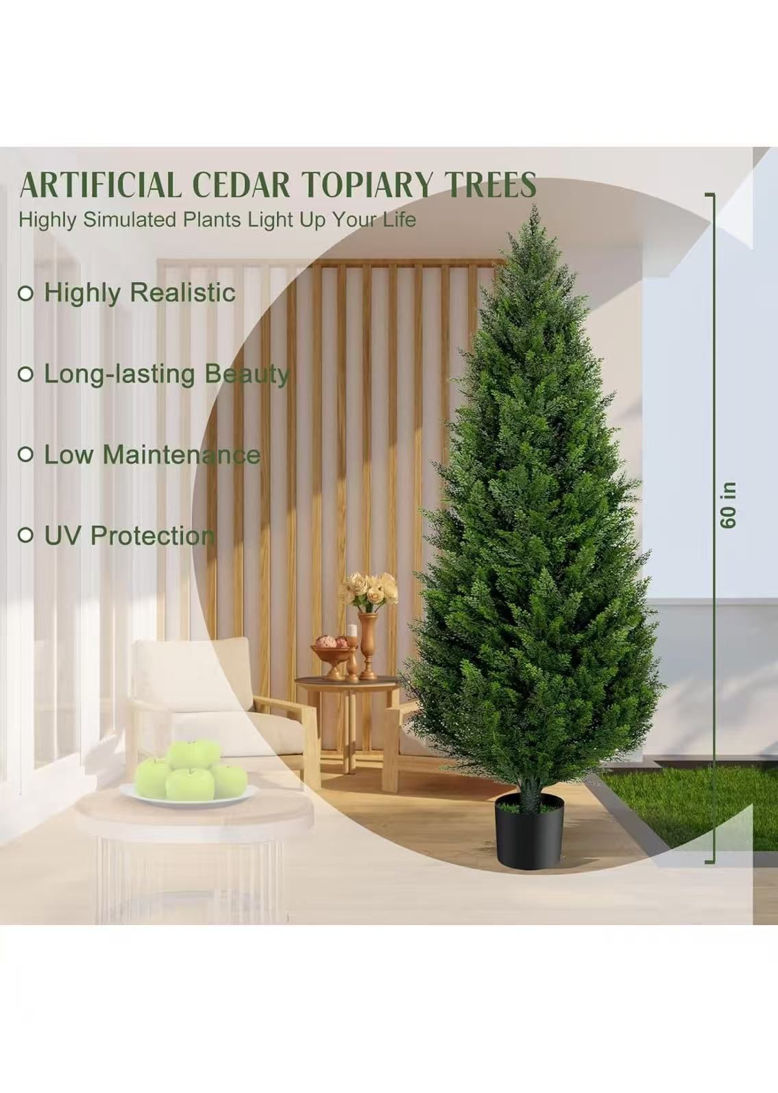 5FT Artificial Topiary Cedar Trees Outdoor Set of 2