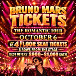Bruno Mars - The Romantic Tour - Oct 6th Floor Seats
