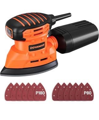 New DOVAMAN DLS03A Delta Sander, 130 W Triangle Sander, up to 12000 rpm, Pack of 12 Sandpapers (140
