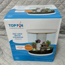 Top Fin Betta 3.5 Gallon 360 View Aquarium NEW
