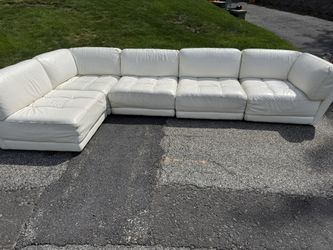 Italian Tumbled Leather Sectional (5 Piece)