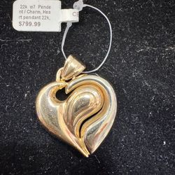 22k Puff Heart Pendant 
