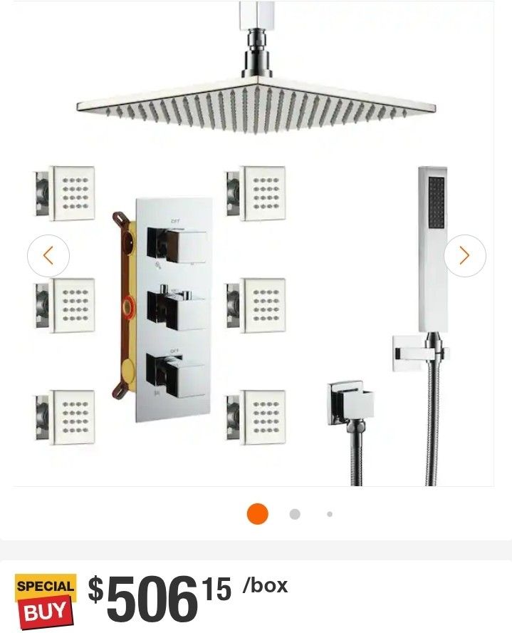 Mondawe 1-Spray 2.5 GPM 12 in. Ceiling Mount Dual Shower Heads Fixed and Handheld Shower Heads