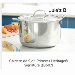 Princess House Olla De 9 Qts Clásica De Acero Inoxidable Nueva En Su Caja 