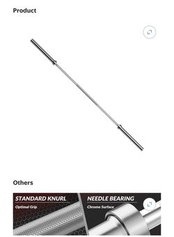 Signature Fitness 6FT Olympic Weight Bar - Solid Alloy Steel Straight Barbell with 2-Inch  Sleeves, Silver Coating for Strength Training