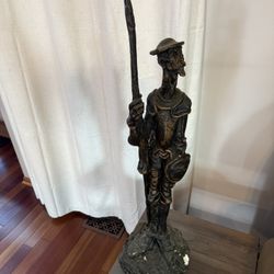 Vintage Cold Cast Iron Don Quixote  Solider Statue
