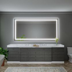 96 in. W x 48 in. H LED Light Wall Bathroom Vanity Mirror with Backlit and Front Light
