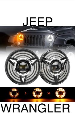 pair of 7” inch round headlights led bi projector beam with Drl lights sequential