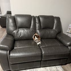 Three-Piece, Matching Sofas Set With Automatic Recliners, Leather