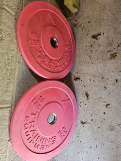 Pair 10lb pink training rubber bumper Olympic 2" weights