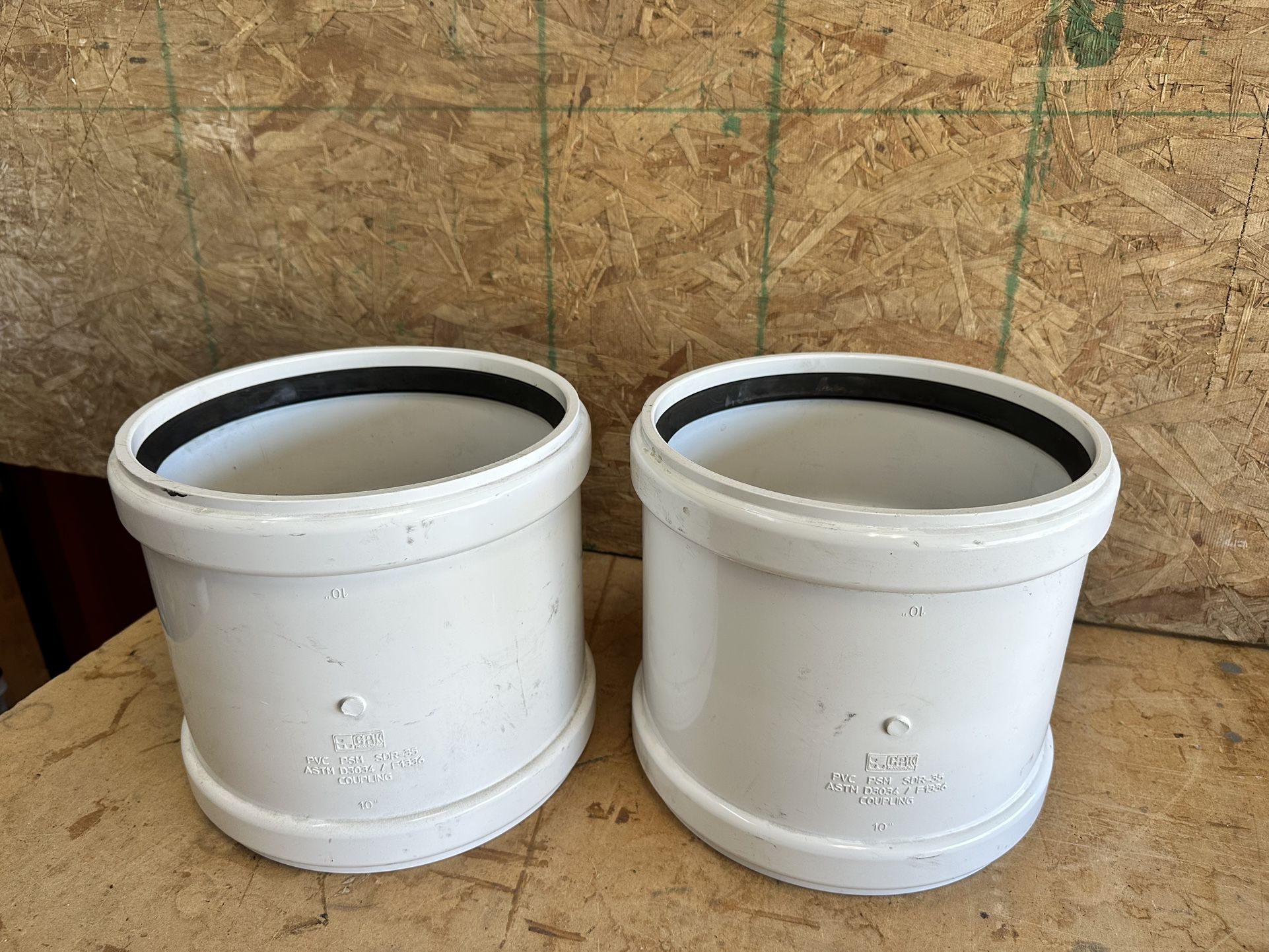 10” PVC SDR 35 Coupling With Stop