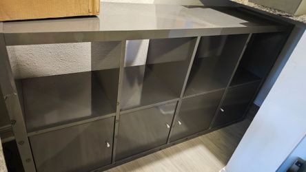 IKEA KALLAX 2x4 Shelf Unit – Glossy Gray + 4 Matching Doors – $100 OBO