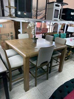 7 pcs counter height table set NEW solid wood