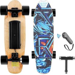 WOOKRAYS Electric Skateboard with Wireless Remote Control, 350W, Max 12.4 MPH, 7 Layers Maple E-Skateboard, 3 Speed Adjustment for Adult, Teens, and K
