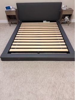 $200 or OBO for Dania grey leather queen size bed frame
