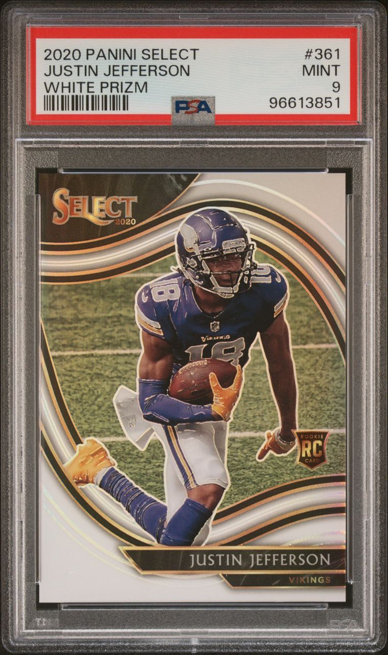 2020 Select Justin Jefferson White Prizm #361 /35 PSA 9 Vikings