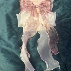 Pink And White Bows Hair Clips