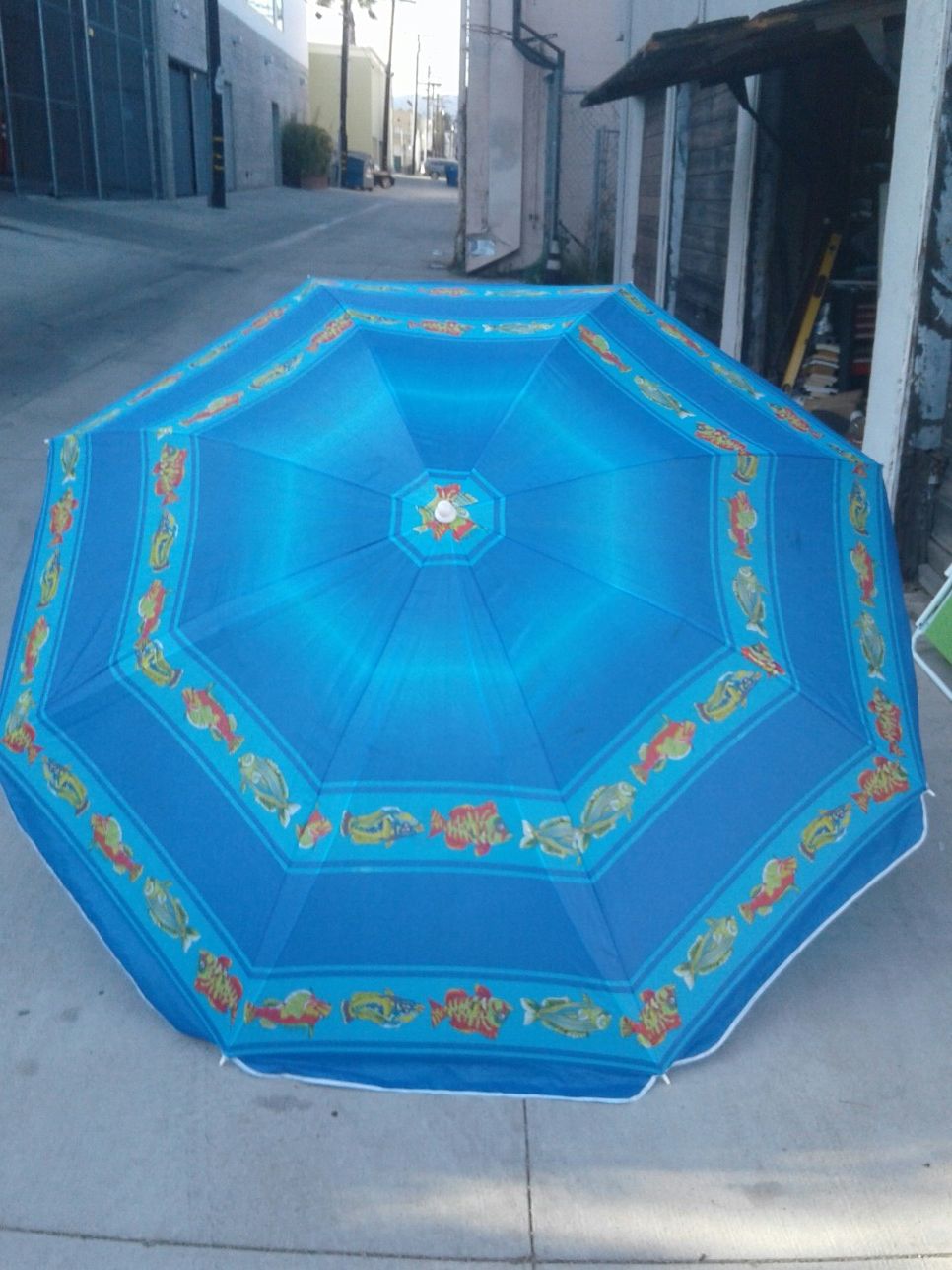 Beach umbrella with two chairs