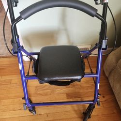 4 wheels walker with seat and storage