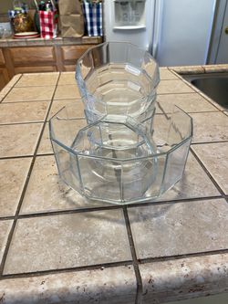 Clear Glass Faceted Bowls Set