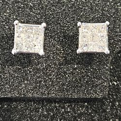 Invisible Set Diamond Earrings Yellow Gold 14k