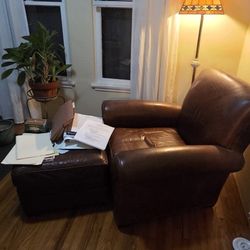 Leather Chair And Matching Ottoman