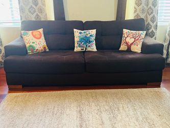 Brown Fabric Tufted Sofa