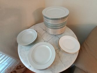 Elegant Gold Porcelain Plates Bowls Saucers 36 ct $4 each