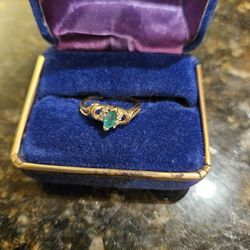 Genuine Emerald Ring - RARE Marquee Cut