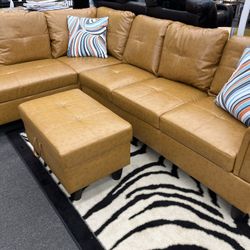 Ginger Sectional Couch Set w/ Ottoman (Left Chaise) 👍FREE FINANCING AVAILABLE❗NO CREDIT CHECK❗ 