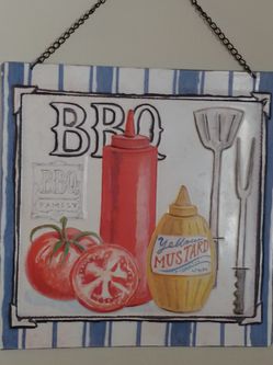 Tin Metal BBQ Sign. Great for Cook-Out Entertainment.