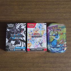 Pokemon Cards Scarlet and Violet Prismatic Evolutions & Black Bolt Booster Bundles and Mini Tin[Vaporeon]