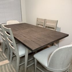 Like New Expandable Dining Table Set with 6 Chairs – Seats 6–8