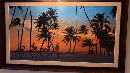 Framed Tropical Beach Sunset Wall Art