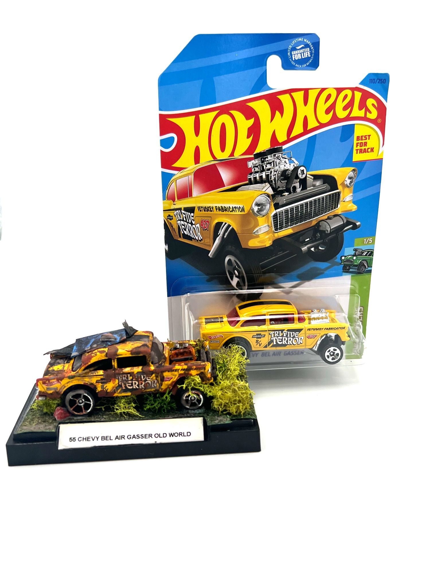 Hot Wheels 55 CHEVY BEL AIR GASSER Tri Five Terror Yellow One Custom One Regular