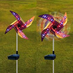 2- Solar Pinwheel Windmill Spinning Garden Decorative Led Light
