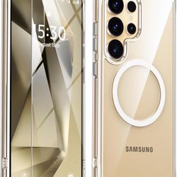 Samsung Galaxy S25 Ultra Case Magnetic, [Crystal Clear] [1 X Tempered Glass Screen Protector] [Military Grade Shockproof], Heavy Duty Protective Phone