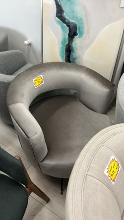Gray Velvet Barrel Accent Chair