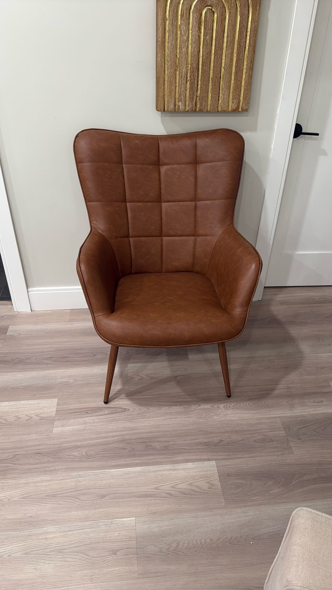 Large Leather Armchair for Living Room - Camel