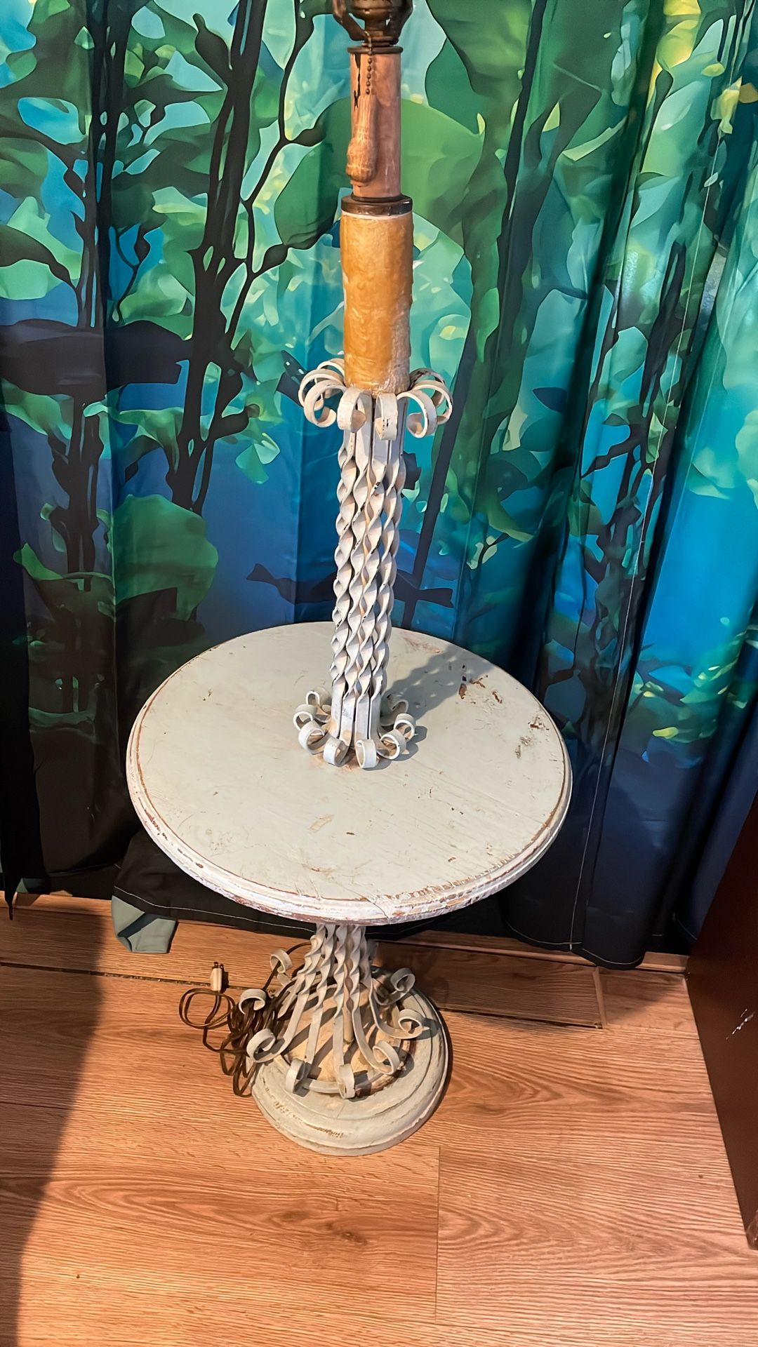 Rare Vintage Wrought Iron Side Table With π‘ Light