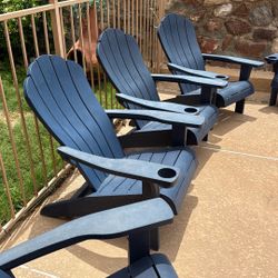 Five Navy Blue Adirondack Chairs