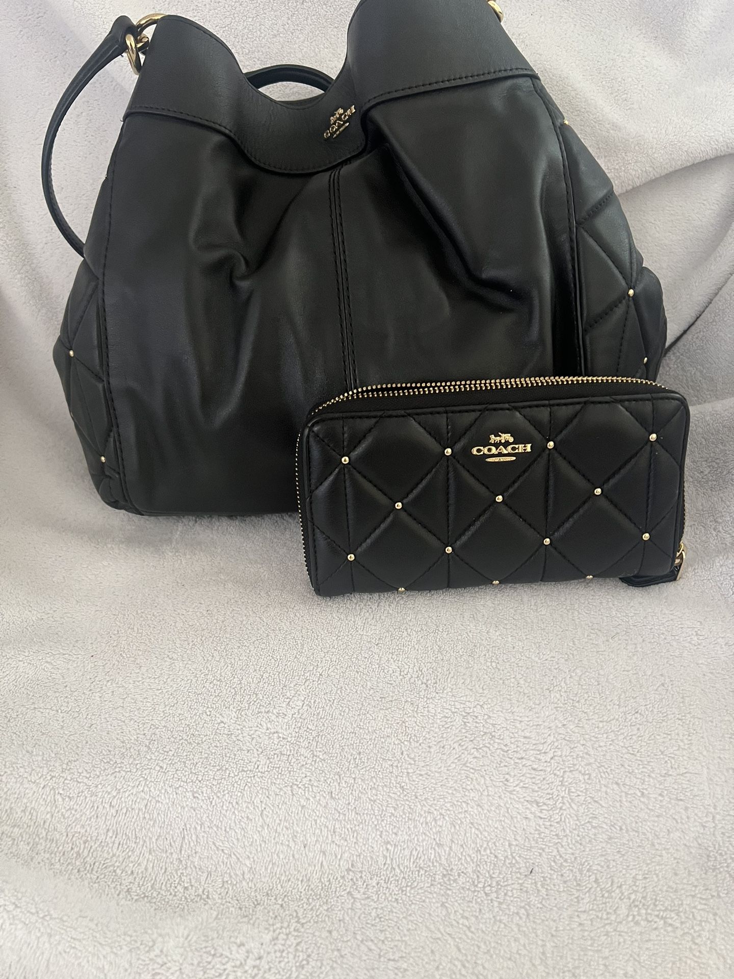 Coach Tote Quilted Bags Black With Wallet