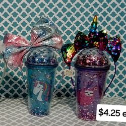 Brand New Glitter Sippie Cups W/ Head Band