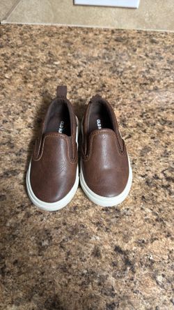 Faux leather slip on shoes