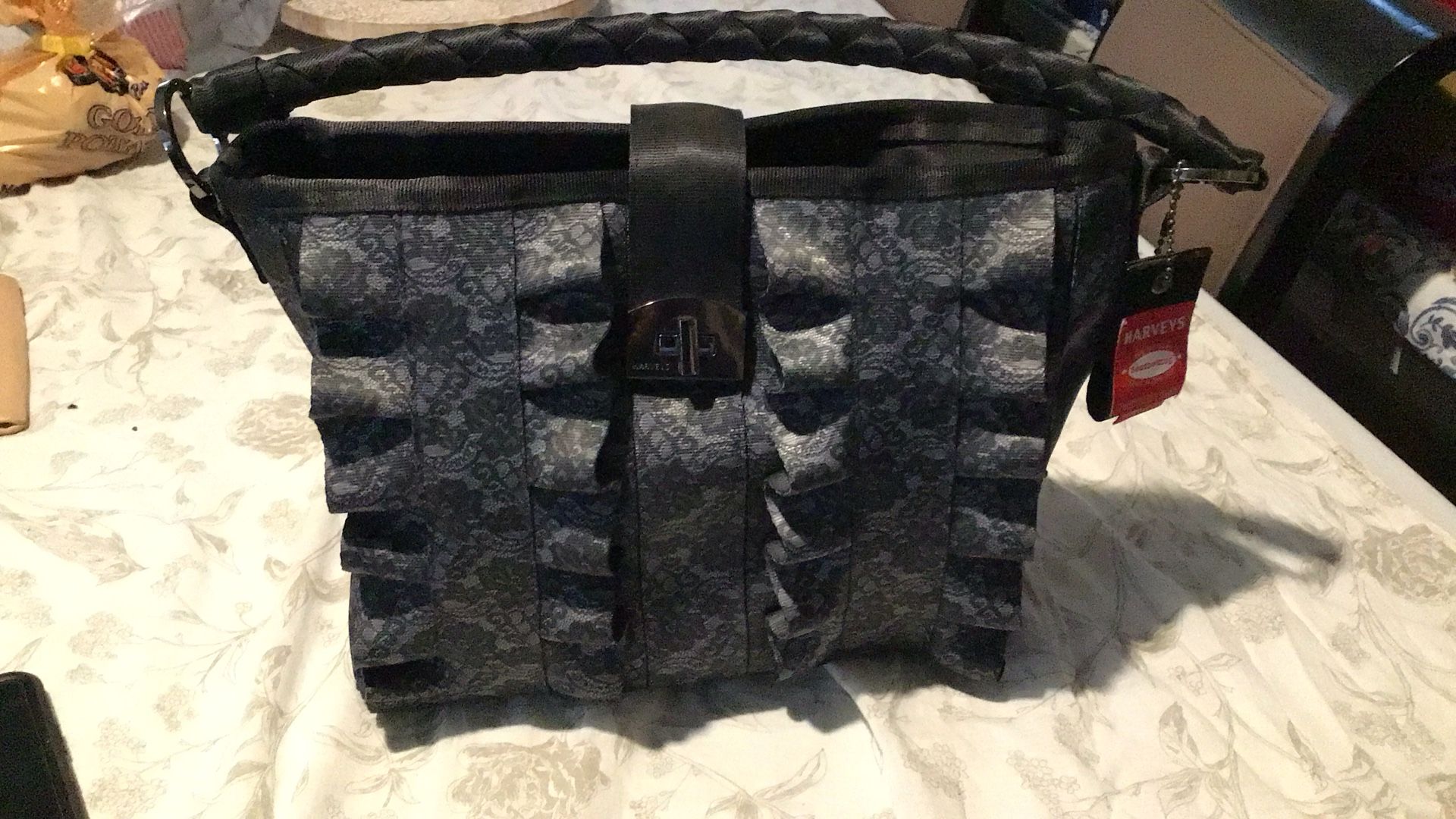 Harveys Black Lola Ruffle Tote