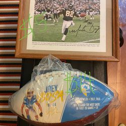 $5 Signed Mark Seay AFC Championship photo And $14 Joey Bosa/Keenan Allen Collectors Football