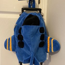 Blue Airplane Rolling Backpack