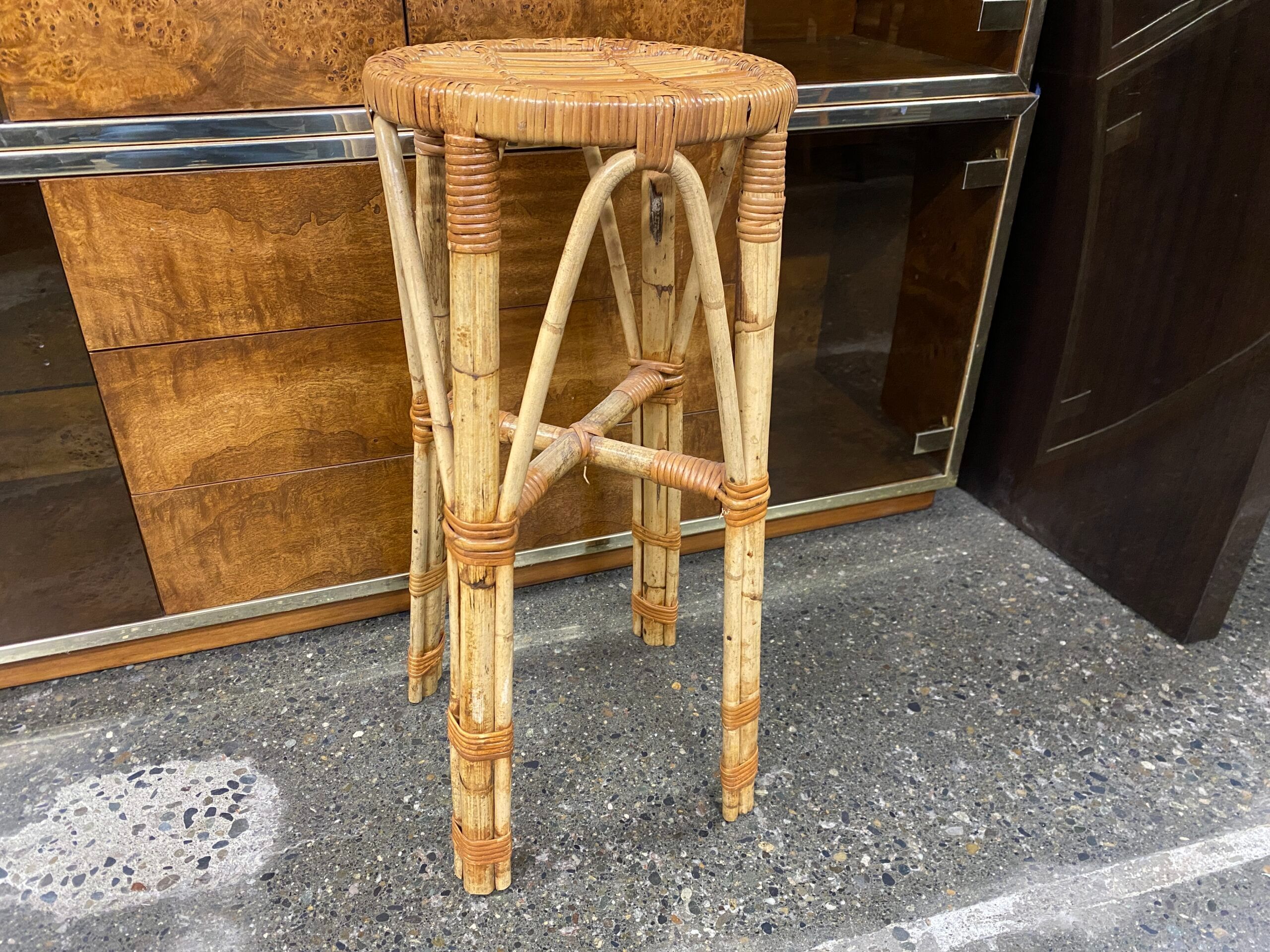 Bamboo & Rattan Round Counter Stool