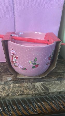 Strawberry Short cake bowl spoon and chopsticks. New